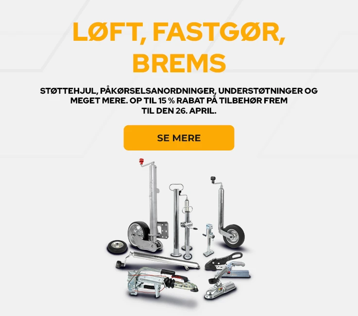 Løft, fastgør, brems